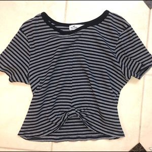 Hollister Navy/ White Striped Tee
